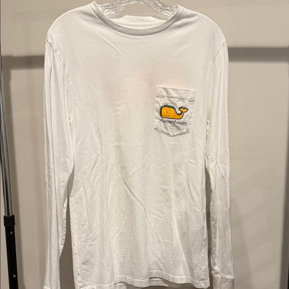 Vineyard Vines Men's White Long Sleeve Tee with Taco Logo